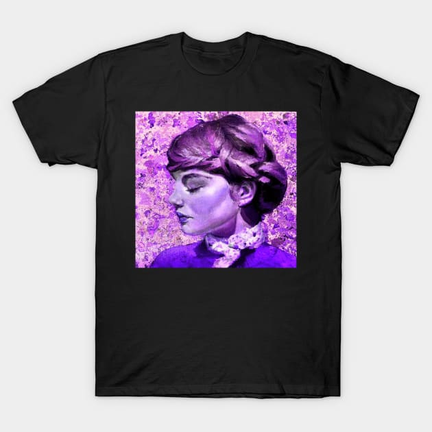 Movie star vintage violet print lady T-Shirt by LukjanovArt